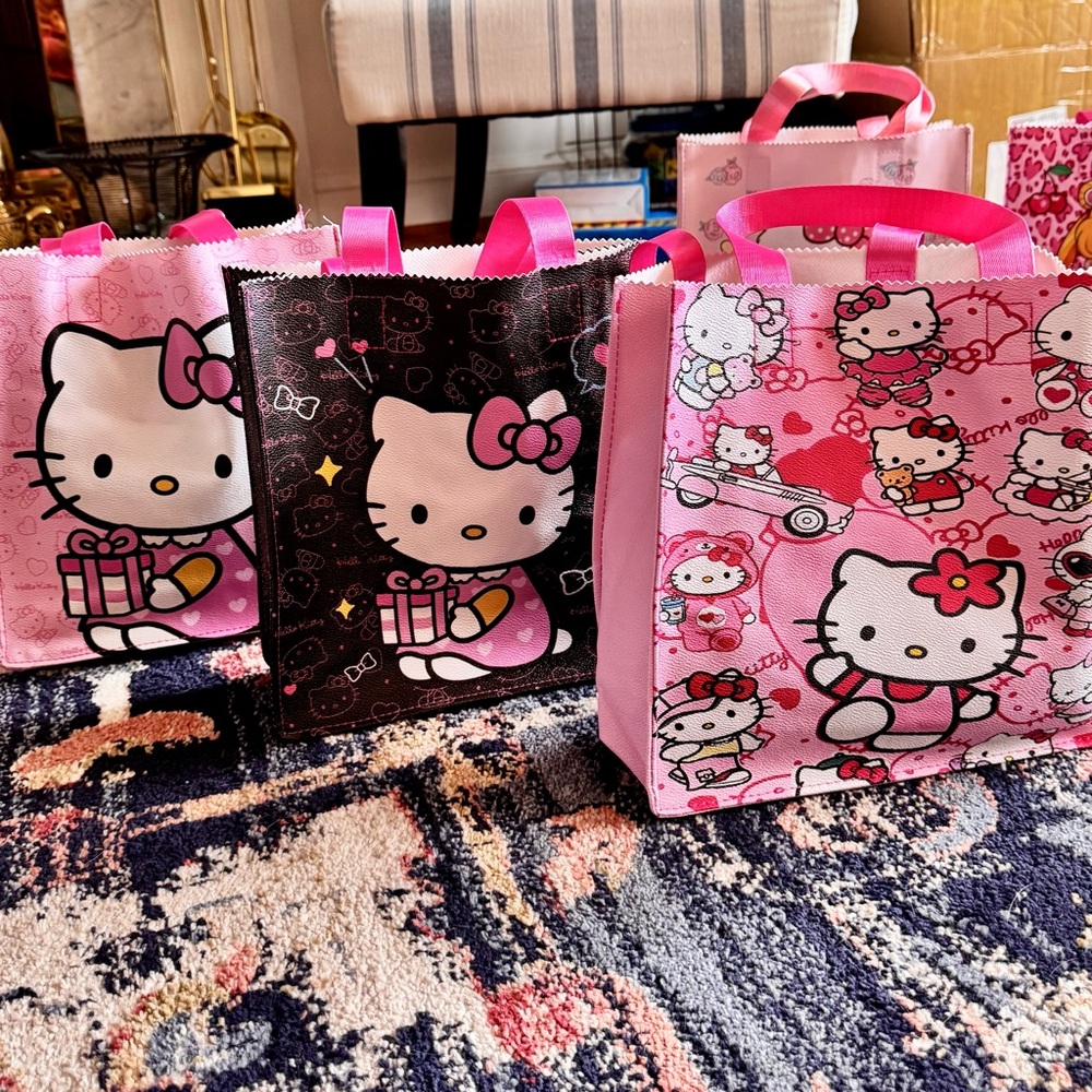 Hello Kitty & Sailor Moon pleather tote bag NEW w/ water bottle strap 12x8”